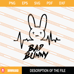 Bad Bunny Heartbeat SVG, Bad Bunny SVG, Bunny SVG