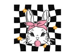 checkered bunny svg, checker bunny png, bunny with bubble gum svg, bunny with bubblegum svg, bunny with bubble gum shirt