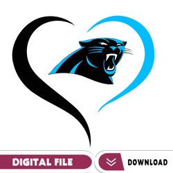 Carolina Panthers Heart Logo Svg, Carolina Panthers Svg, Sport Svg, Football Teams Svg, NFL Svg