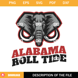 Alabama Roll Tide Elephant Football SVG, Elephant SVG,NFL svg, NFL foodball