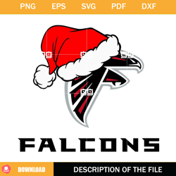 Atlanta Falcons Christmas SVG, NFL Christmas Logo SVG, Falcons Santa Hat SVG,NFL svg, NFL foodball