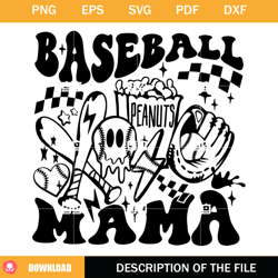 Baseball Mama SVG PNG, Retro Baseball Vibes SVG, Game Day Baseball SVG,NFL svg, NFL foodball