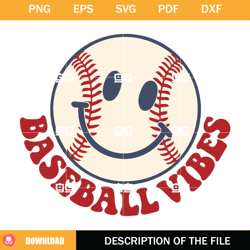 Baseball Vibes SVG, Retro Smiley Face Baseball SVG,NFL svg, NFL foodball