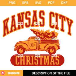 Kc Christmas Truck Tree SVG, Kansas City Christmas SVG, Santa Chiefs Football SVG,NFL svg, NFL foodball