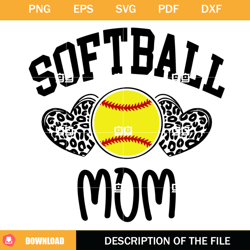 Softball Mom SVG, Leopard Heart Love Mom SVG, Leopard Softball Mom SVG,NFL svg, NFL foodball