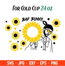 Bad Bunny And Sunflower Full Wrap Svg, Starbucks Svg, Coffee Ring Svg, Cold Cup Svg 1