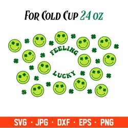 Feeling Lucky Full Wrap Svg, Starbucks Svg, Coffee Ring Svg, Cold Cup Svg
