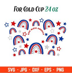 God Bless America Rainbows Full Wrap Svg, Starbucks Svg, Coffee Ring Svg, Cold Cup Svg