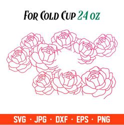 Peonies Full Wrap Svg, Starbucks Svg, Coffee Ring Svg, Cold Cup Svg