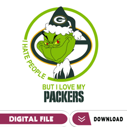 Grinch Santa Christmas Svg, I Hate People But I Love My packers Svg, green bay packers Svg, NFL Teams Svg