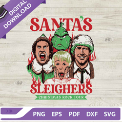 Santa Sleighers Christmas Rock Tour SVG, Christmas Movie Character SVG, Santa Sleighers SVG,NFL svg, Football svg, super