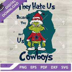 They Hate Us Because They Aint Us Cowboys Grinch Christmas SVG,NFL svg, Football svg, super bowl svg
