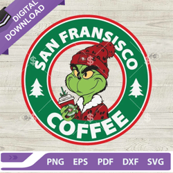 Grinch San Francisco 49ers NFL Starbucks Coffee SVG, San Francisco 49ers Starbucks Logo,NFL svg, Football svg, super bow