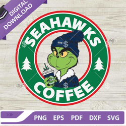 Grinch Seahawk NFL Starbucks Coffee SVG, Seattle Seahawk Starbucks Logo SVG,NFL svg, Football svg, super bowl svg