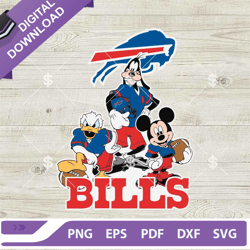 Mickey Donald Goofy Buffalo Bills SVG, Disney Buffalo Bills NFL SVG, Disneyland Football SVG Cricut,NFL svg, Football sv