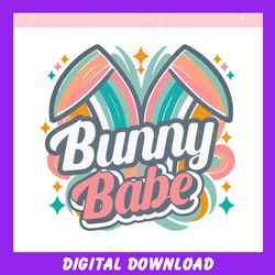 Funny Bunny Babe Retro Easter Day ,Trending, Mothers day svg, Fathers day svg, Bluey svg, mom svg, dady svg.jpg
