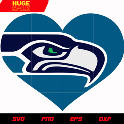 Seattle Seahawks Heart 3 svg, nfl svg, eps, dxf, png, digital file