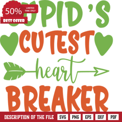 Cupids cutest heart breaker, Baby onesie, Valentines day free svg file, Valentine Svg