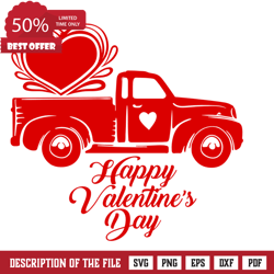 Happy Valentines Day Truck, Love Free Svg File, Valentine Svg