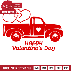 Happy Valentines Day, Love Truck Free Svg File, Valentine Svg