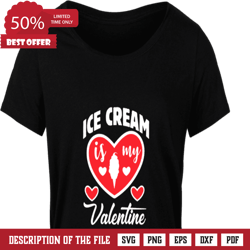 Ice cream is my valentine, ice-cream in heart clipart free svg file, Valentine Svg