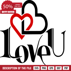 love u, heart, valentines day clipart image, free svg file, Valentine Svg