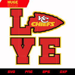 Kansas City Chiefs Love svg, nfl svg, eps, dxf, png, digital file