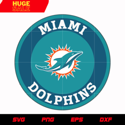 Miami Dolphins Circle Logo 2 svg, nfl svg, eps, dxf, png, digital file