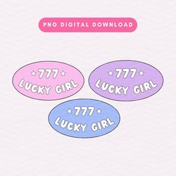 Lucky Girl PNG, Angel Number 777 PNG, Trendy Manifestation Sublimation Graphic