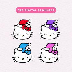 Christmas Kawaii Kitty PNG, Cute Christmas Sublimation Graphic, Kawaii Kitty Santa PNG, Christmas Digital Download 1