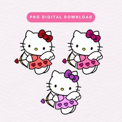 Cupid Kawaii Kitty PNG, Valentine Kitty Sublimation Graphic, Cute Valentines Day Angel PNG, Valentines Day Kitty Digital