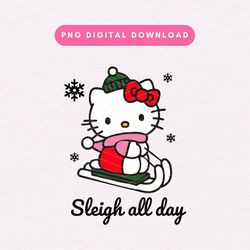 Sleigh All Day PNG, Christmas Kawaii Kitty PNG, Cute Christmas Sublimation Graphic, Happy Holidays Sweater PNG