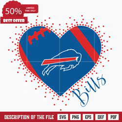 Buffalo Bills heart svg, Bills heart svg, Nfl svg, png, dxf, eps digital file NFL1310202L