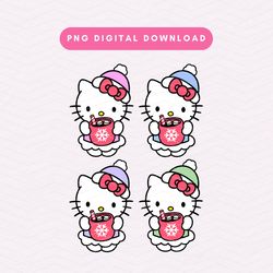 Christmas Kawaii Kitty PNG, Cute Christmas Sublimation Graphic, Girly Hot Cocoa PNG, Holiday Kawaii Kitty PNG 2