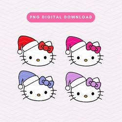 Christmas Kawaii Kitty PNG, Cute Christmas Sublimation Graphic, Kawaii Kitty Santa PNG, Christmas Digital Download