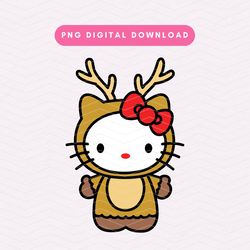 Christmas Reindeer Kawaii Kitty PNG, Cute Christmas Sublimation Graphic, Christmas Reindeer Clipart