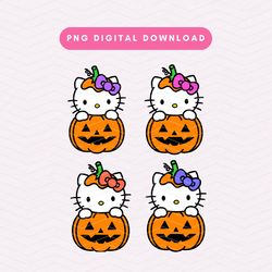 Pumpkin Kawaii Kitty PNG, Spooky Halloween Kawaii Kitty PNG, Cute Kawaii Digital Download