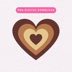 Y2K Brown Heart PNG, Trendy Multicolored Y2K Heart PNG Sublimation Graphic
