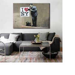 banksy love new york canvas print - love