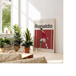 Cristiano Ronaldo Inspired Poster, Football Art Print, Mid-Century
