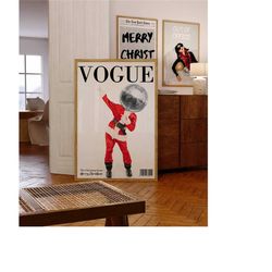 Festive Christmas Vogue Magazine Poster, Santa Poster, Trendy