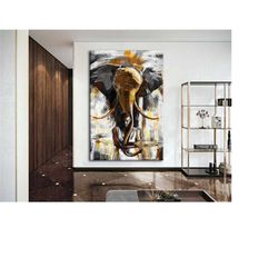 Abstract African Woman & Elephant Canvas Print -