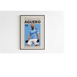 Kun Aguero Poster, Manchester City Poster, Kun Aguero