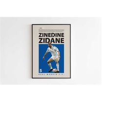 Zinedine Zidane Poster, Real Madrid Poster Minimalist, Zidane