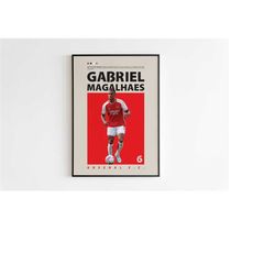 Gabriel Magalhaes Poster, Arsenal Poster Minimalist, Magalhaes Print