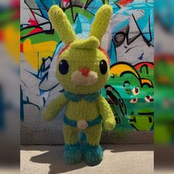 Handmade crochet green rabbit toy Tweak from Octonauts cartoon. Perfect gift for fans of the show. Cute and cuddly!
