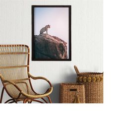 framed african leopard photo canvas, wild animal jungle