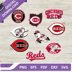 Cincinnati Reds SVG Bundle, Cincinnati Reds MLB Baseball Team SVG, MLB Logo SVG PNG EPS DXF,NFL svg, Football svg, super