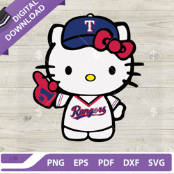 hello kitty texas rangers svg, texas rangers baseball team svg, hello kitty baseball logo-reneedigital