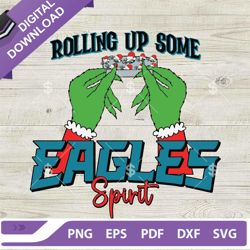 Retro Rolling Up Some Philadelphia Eagles Spirit SVG, Grinch Weed Christmas SVG,NFL svg, Football svg, super bowl svg